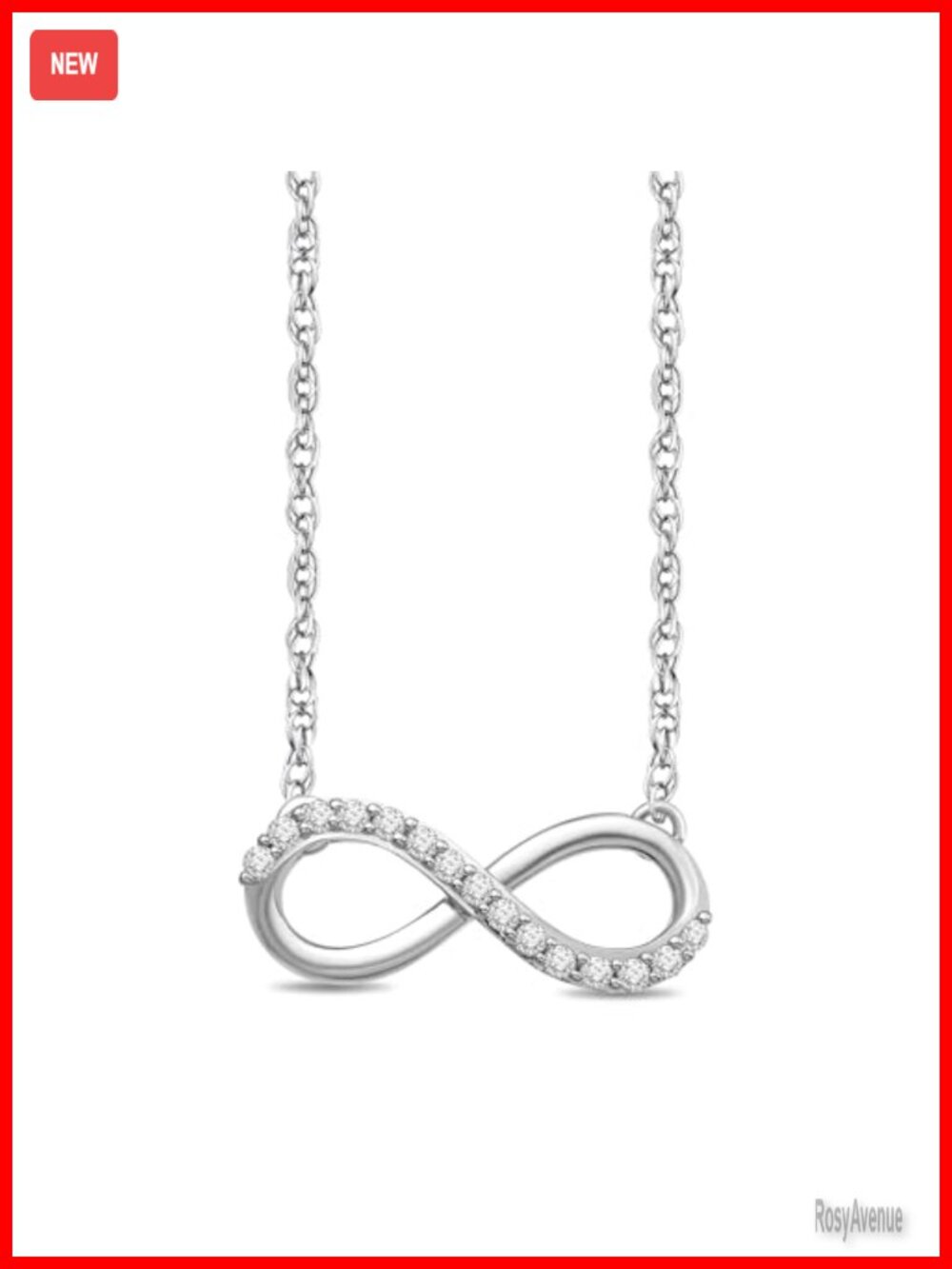 10K Gold Round Diamond Infinity Pendant Necklace 18"